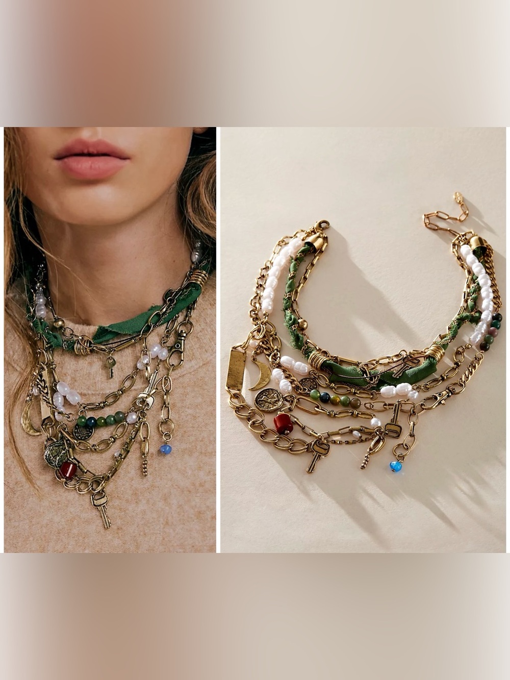 NWT Free People Risktaker Choker - Maroon / Green - One Size